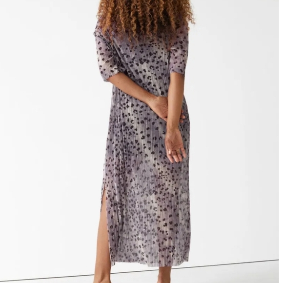 & other stories lavender and Grey gray mesh leopard print maxi dress high neck s - Picture 8 of 8